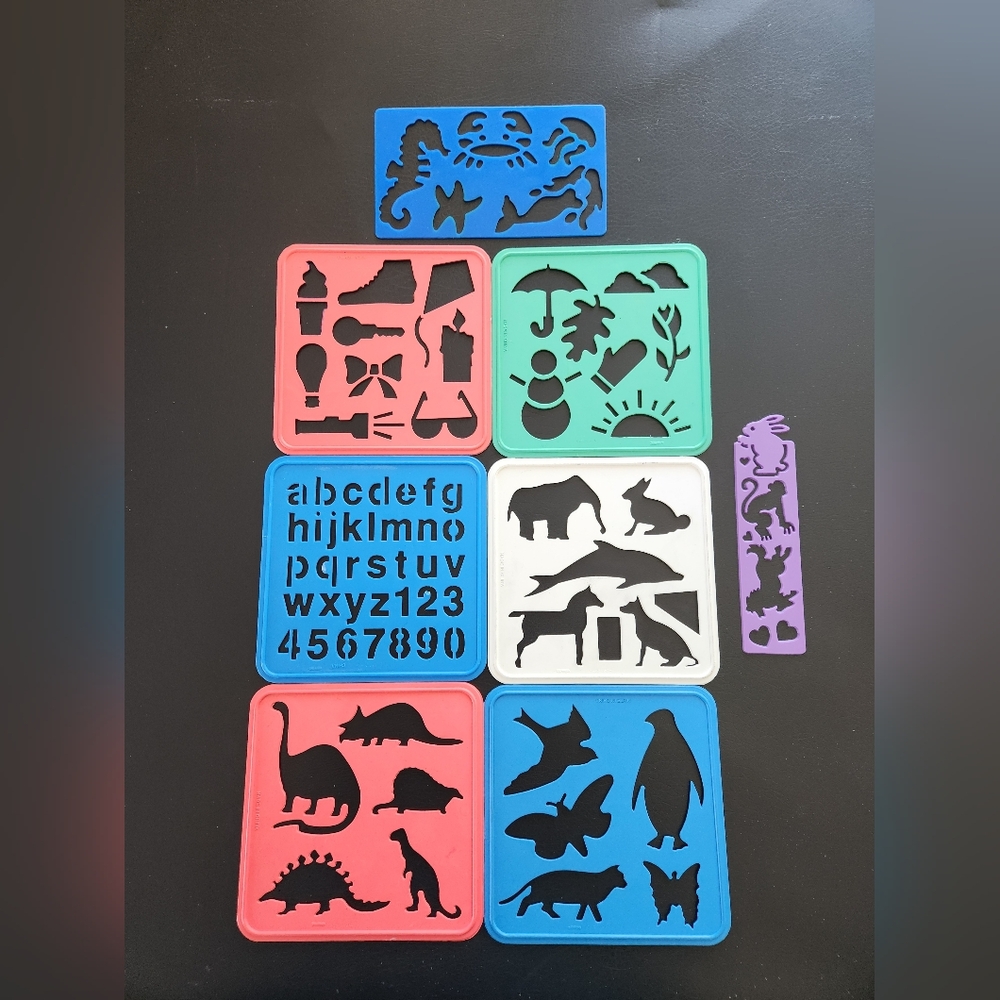 Children's Stencil Set - Bright Multicolor Animal & Alphabet Shapes